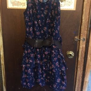 Dots Flowery Dress with Ruffles